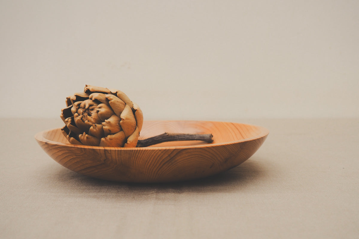 Hand Turned Yew Wooden Bowl