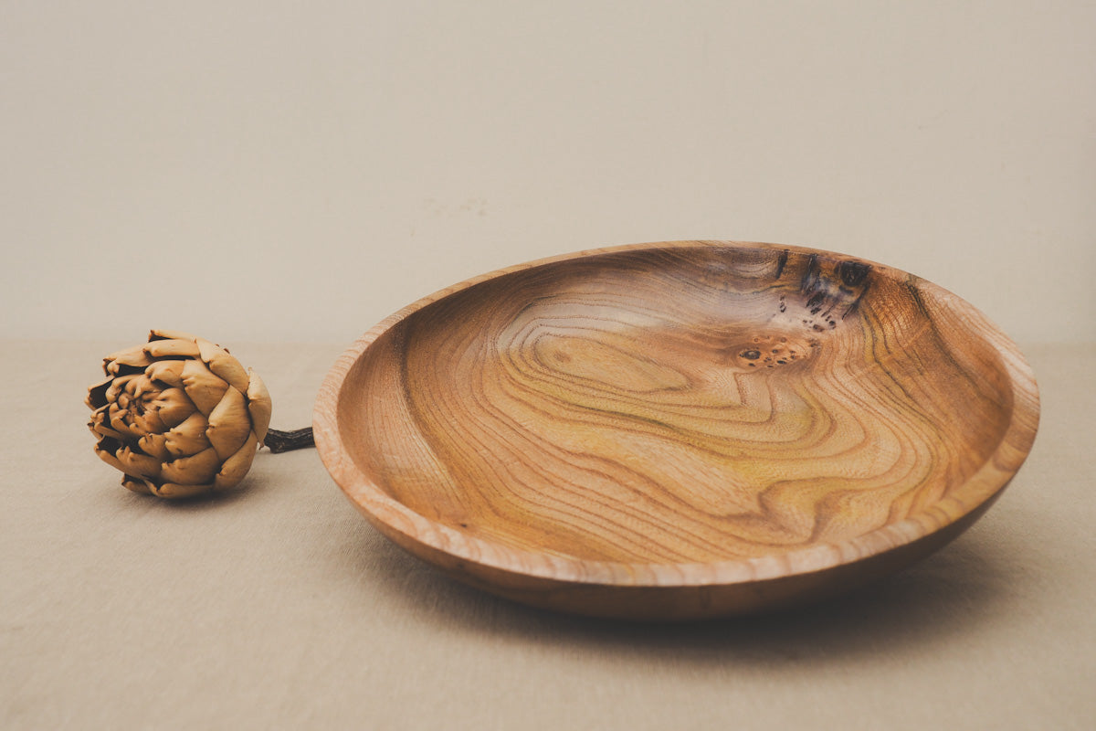 Hand Turned Wych Elm Wooden Bowl